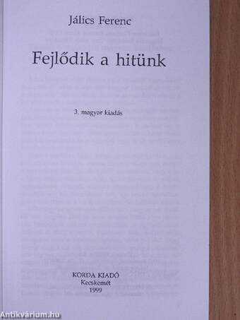 Fejlődik a hitünk