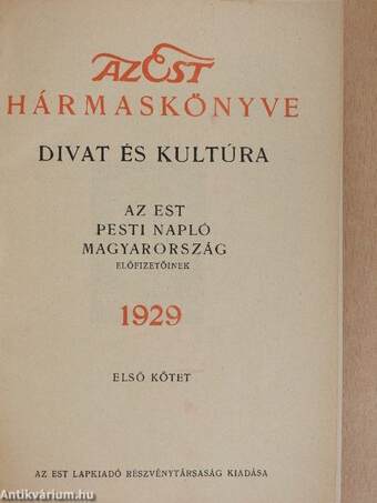 Az Est hármaskönyve 1929. I.