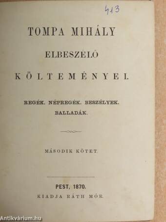 Tompa Mihály elbeszélő költeményei II. (töredék)