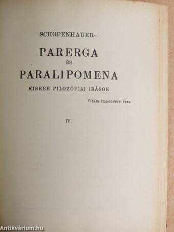 Parerga és paralipomena IV.