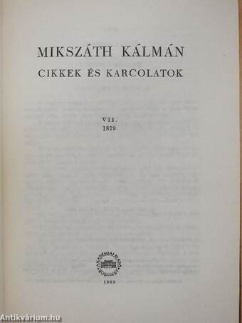 Cikkek és karcolatok VII.