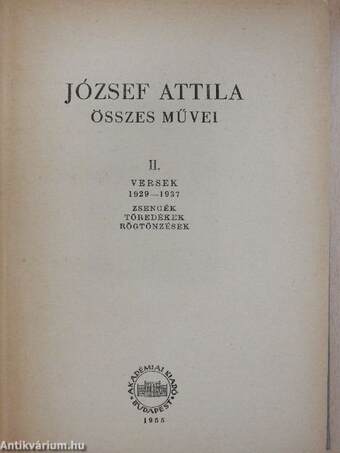 József Attila összes művei II. (töredék)