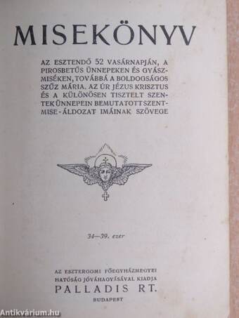 Misekönyv/Szentmise-énekek és litániák