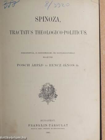 Spinoza, tractatus theologico-politicus