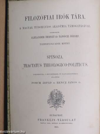 Spinoza, tractatus theologico-politicus