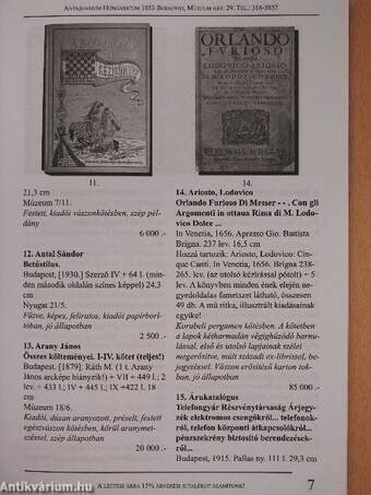 Antiquarium Hungaricum 30. árverés