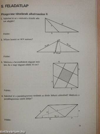 Matematika feladatlapok II.
