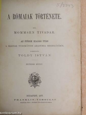 A rómaiak története VII. (töredék)