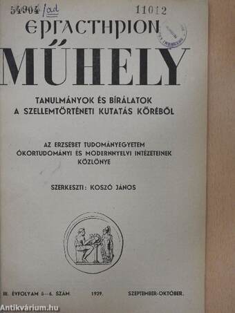 Ergasterion Műhely 1939. szeptember-október