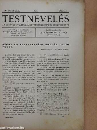 Testnevelés 1931. október