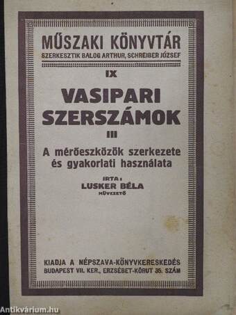 Vasipari szerszámok III.