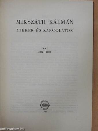 Cikkek és karcolatok XV.