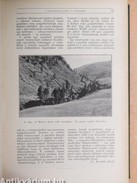 Természettudományi Közlöny 1938. január-december/Pótfüzetek a Természettudományi Közlönyhöz 1938. január-december