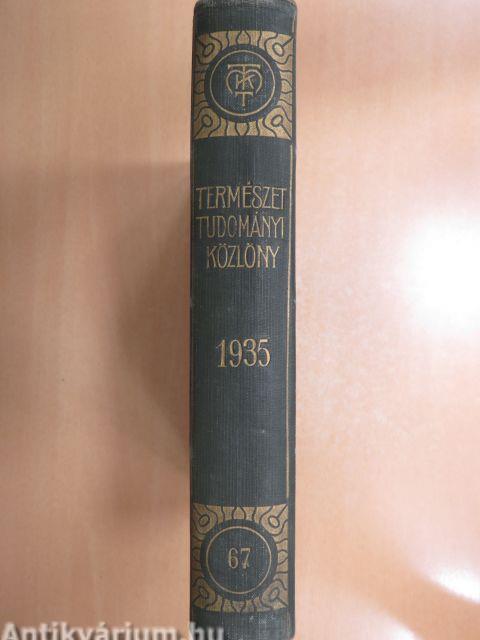 Természettudományi Közlöny 1935. január-december/Pótfüzetek a Természettudományi Közlönyhöz 1935. január-december