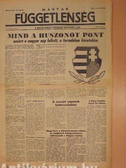 Magyar Függetlenség 1956. november 2. - Reggeli kiadás