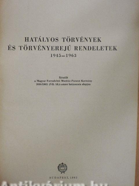 Hatályos törvények és törvényerejű rendeletek 1945-1963