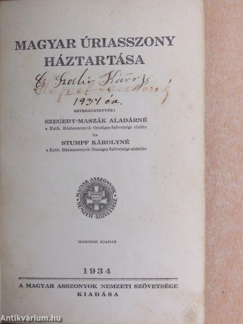 A magyar úriasszony háztartása