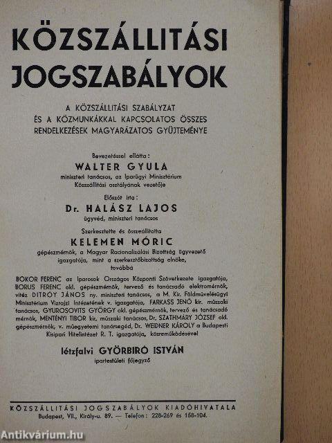 Közszállitási jogszabályok 