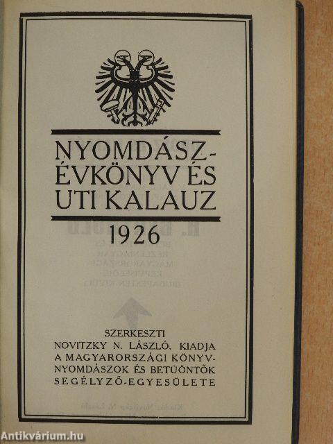 Nyomdász Évkönyv és Uti Kalauz 1926