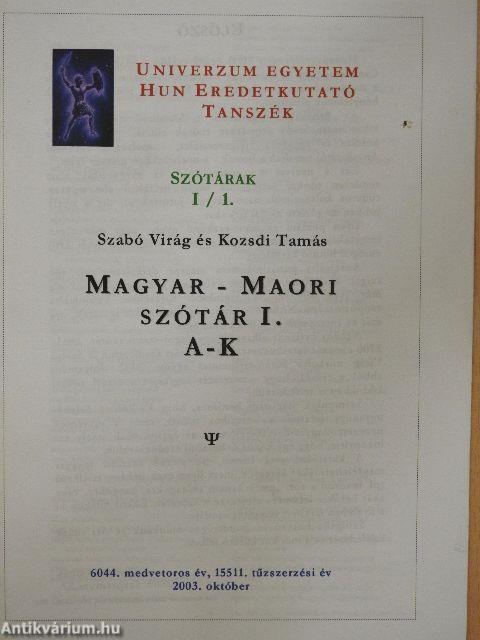 Magyar-Maori szótár I-II.