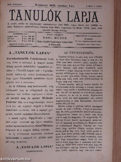 Tanulók lapja 1905. október-1906. március (fél évfolyam)