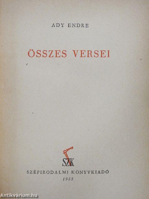 Ady Endre összes versei I. (töredék)