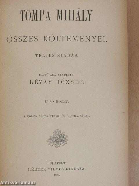 Tompa Mihály összes költeményei I. (töredék)