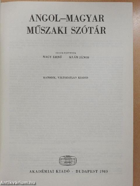 Angol-magyar műszaki szótár