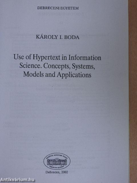 Use of Hypertext in Information Science. Concepts, Systems, Models and applications