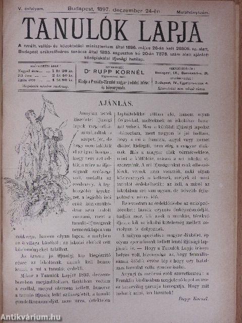 Tanulók lapja 1897. Mutatványszám/1898. január-december I-II.