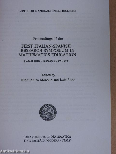 Proceedings of the First Italian-Spanish Research Symposium in Mathematics Education
