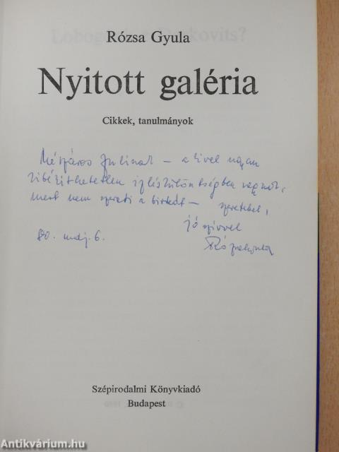 Nyitott galéria (dedikált példány)