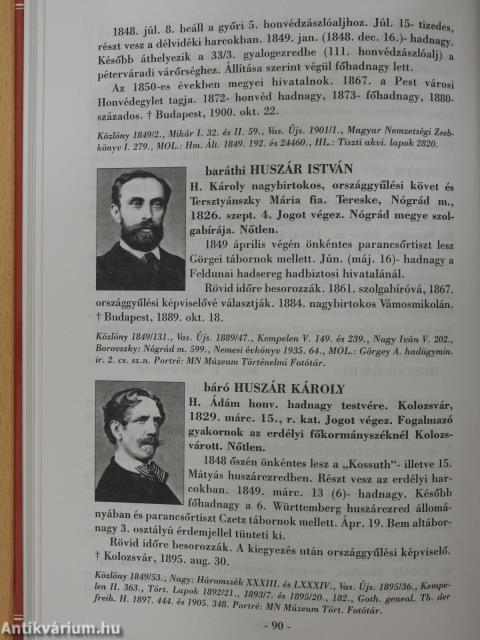 Hadnagyok és főhadnagyok az 1848/49. évi szabadságharcban I-II. (töredék) (dedikált példány)