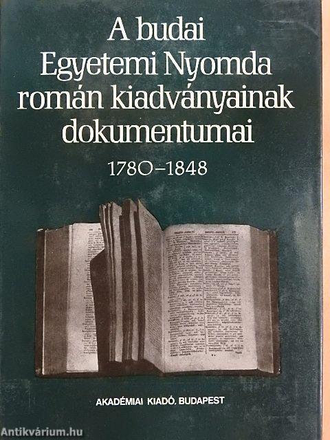 A budai Egyetemi Nyomda román kiadványainak dokumentumai