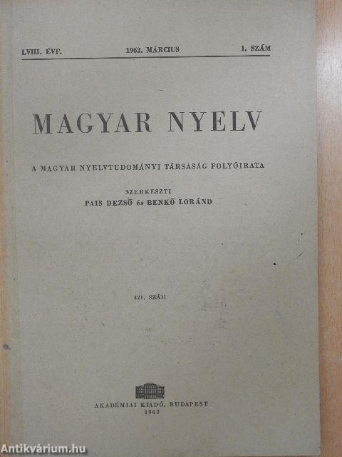 Magyar nyelv 1962/1-4.