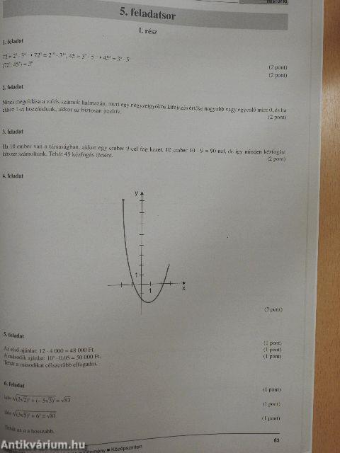 Matematika érettségi feladatsor-gyűjtemény - Középszinten