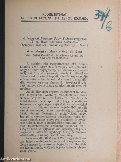 Különlenyomatok az Orvosi Hetilap számaiból 1948., 1950-1951 (7 db)