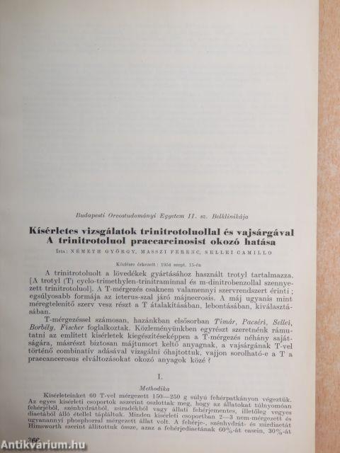 Különlenyomatok a Kísérletes Orvostudomány számaiból 1952., 1954., 1955., 1957 (5 db)