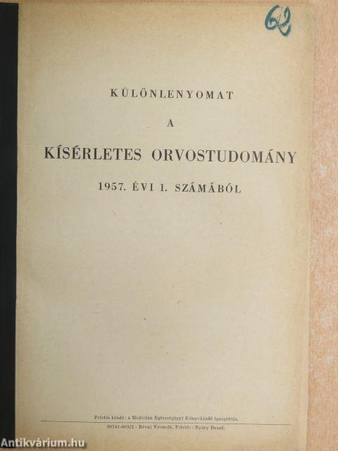 Különlenyomatok a Kísérletes Orvostudomány számaiból 1952., 1954., 1955., 1957 (5 db)