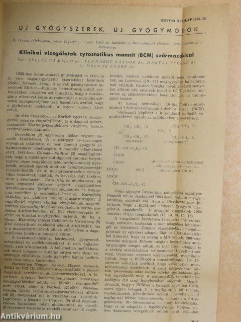 Különlenyomatok az Orvosi Hetilap számaiból 1956 (2 db)