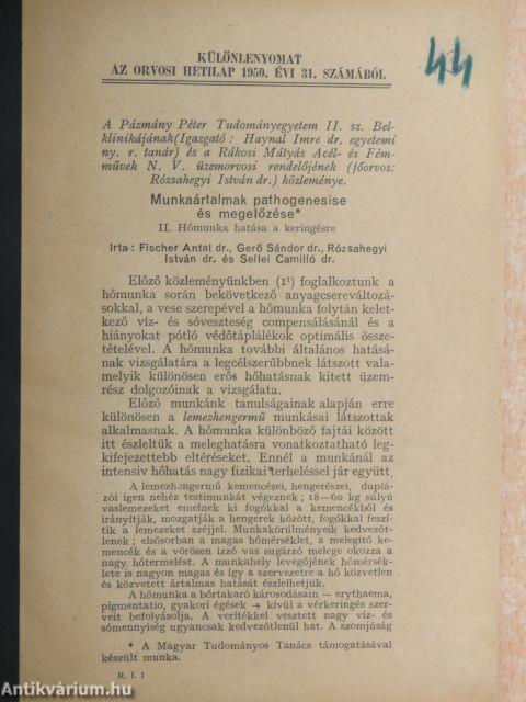 Különlenyomatok az Orvosi Hetilap számaiból 1948., 1950-1951 (7 db)