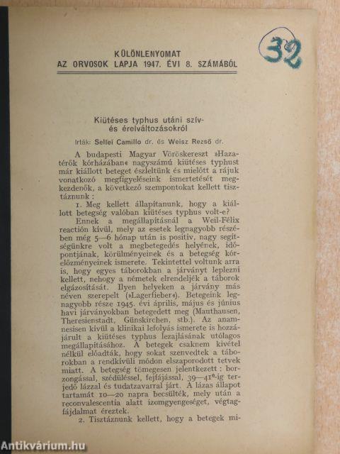 Különlenyomatok az Orvosok Lapja számaiból 1945., 1947 (2 db)