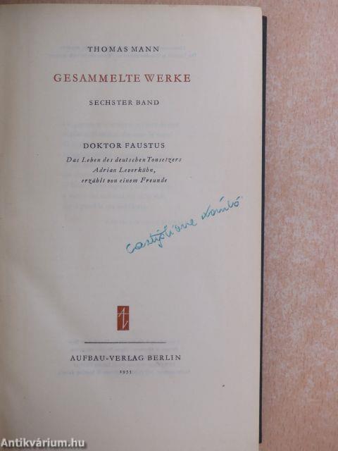 Thomas Mann Gesammelte Werke in zwölf Bänden 6. (Dr. Castiglione László könyvtárából)