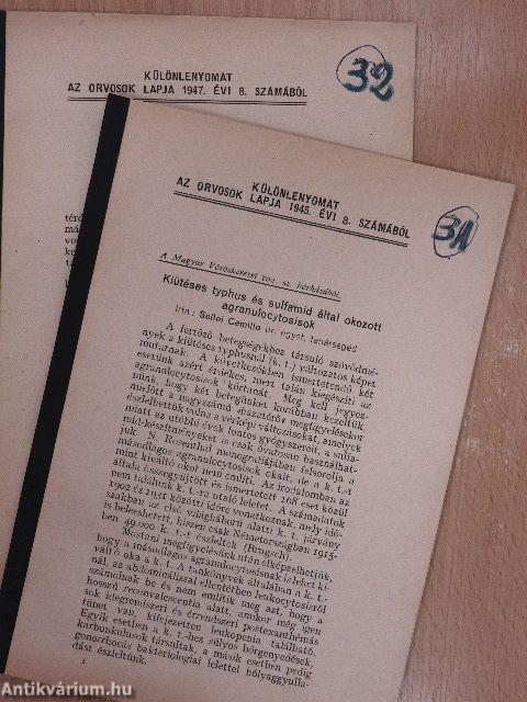 Különlenyomatok az Orvosok Lapja számaiból 1945., 1947 (2 db)