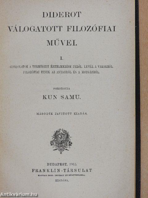 Diderot válogatott filozófiai művei I.