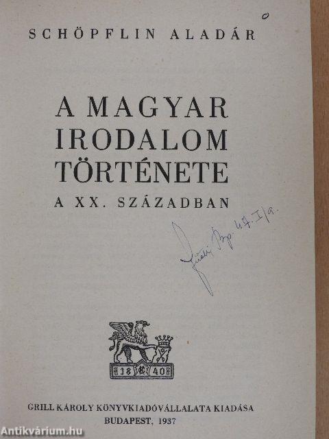 A magyar irodalom története a XX. században