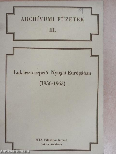 Lukács-recepció Nyugat-Európában