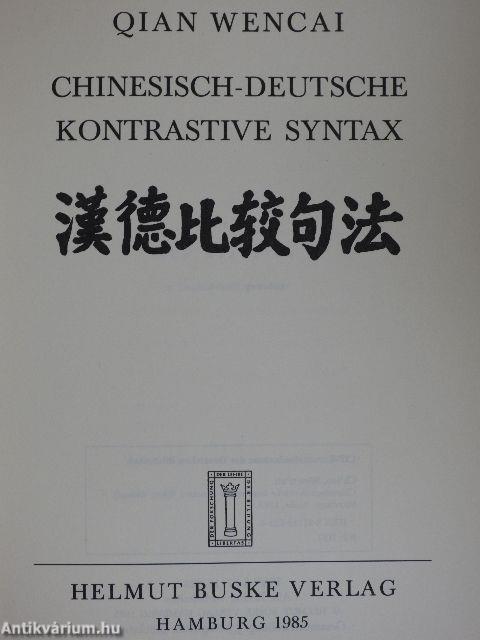 Chinesisch-Deutsche Kontrastive Syntax