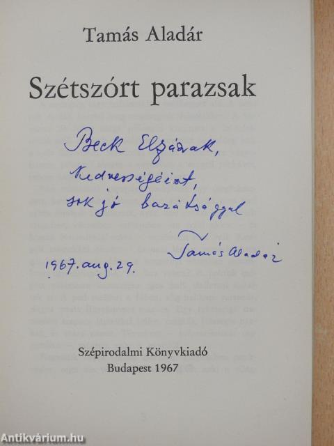 Szétszórt parazsak (dedikált példány)