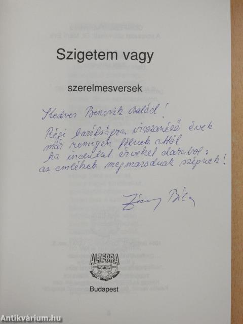 Szigetem vagy (dedikált példány)